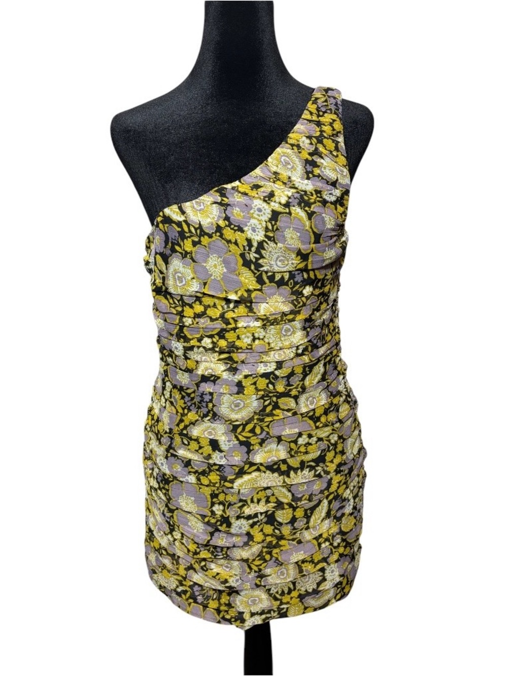 Zara Dress one strap floral print ruched mini dress NWT